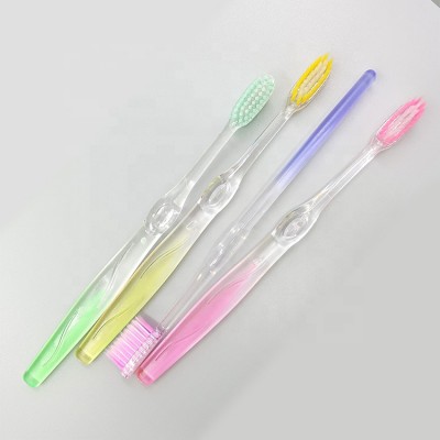 Hot sale fading color transparent toothbrush, PS handle good quality