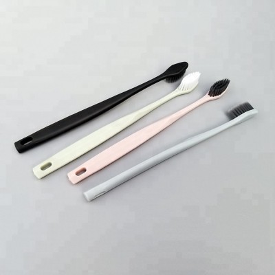 New style simple grip lined anti-slip plastic toothbrush with handle bottom hole