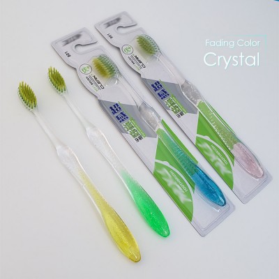 Shining Crystal Adult Toothbrush, ultra soft charcoal , transparent