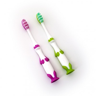 Bottom sucker stand up frog cartoon kids toothbrush standing with sucker