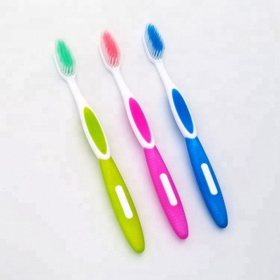 Soft and super shine rubber wrap handle plastic adults toothbrush with customized colors