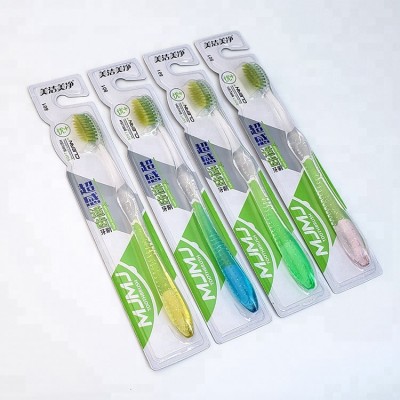 Own customised brand adults package card transparent toothbrush in different clear colors