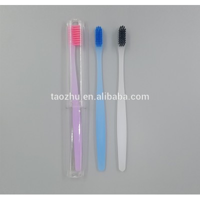 Clear plastic case pack sharp end filament pure color handle toothbrush cheap supply